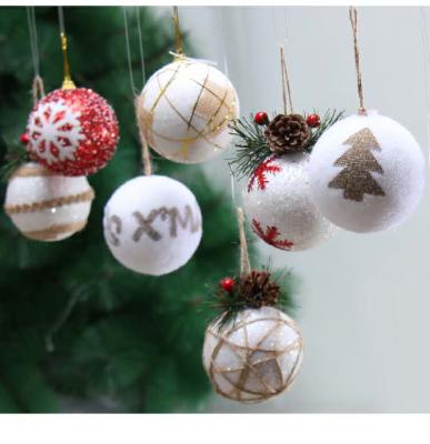 China Christmas Ball Christmas Hanging Shatterproof 8cm Plush Christmas Ball Ornament for sale