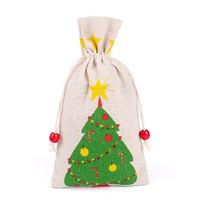 China Personalized Mini Cotton Canvas Drawstring Christmas Tree Viable Bag for sale