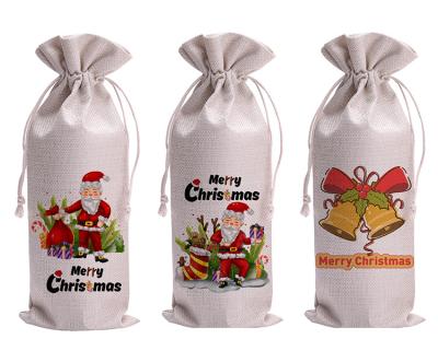 China Personalized Felt Santa Linen Christmas Wine Bag Creative Christmas Decoration for sale