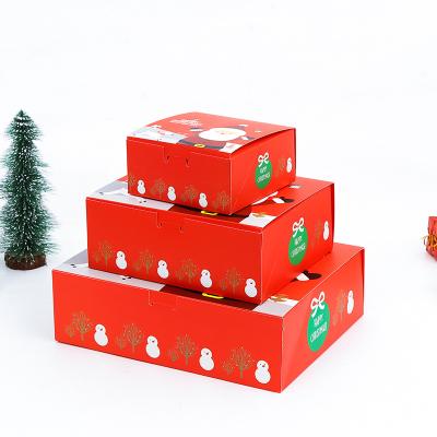 China Wholesale Custom Disposable Folding Eve Food Decoration Cake Packaging Christmas Foldable Paper Gift Box for sale