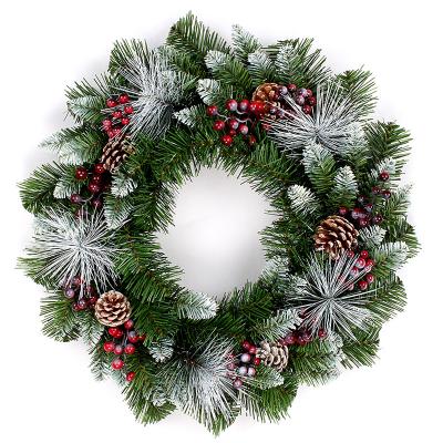 China Christmas Decorative Wreath Pine Needle Flowers and Wreaths Christmas Home Decor Christmas Wreath for sale