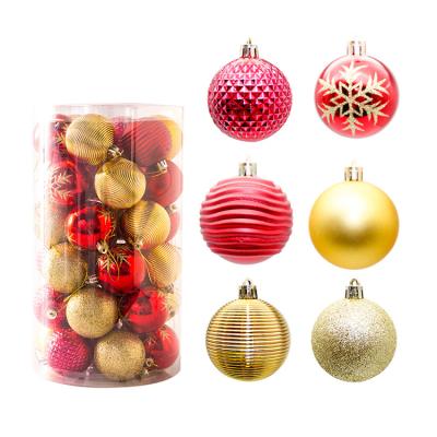 China Unbreakable Christmas Ornament Set 36pcs 6cm Gold Luxury Christmas Ornament Ball Set for sale