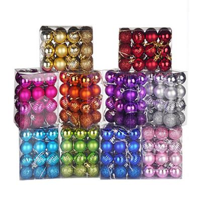 China Hanging Baubles Set 24pcs 3cm Mini Colored Christmas Ball Ornaments Shatterproof Seasonal Decorative Hanging Baubles Set for sale