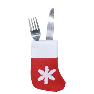 China Christmas Stocking Christmas Dinner Table Decorations Snowflake Tableware Holder Felt Mini Christmas Stocking for sale