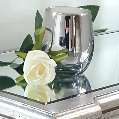 China Luxury Empty Silver Candle Container Tea Light Container Candle Holder Candle Glass Cup for sale