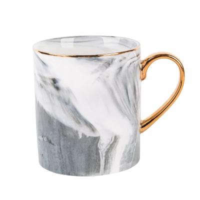 China Wholesale Disposable Creative Marble Cup Breakfast Cup Coffee Water Ceramic Mug With Gold Handle for sale