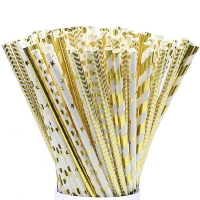 China Disposable Custom Hot Gold Colored Ancient Drinking Paper Straw for sale