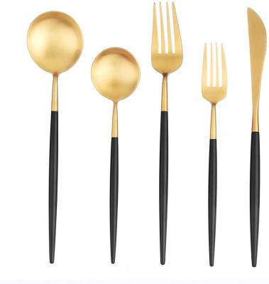 China Stocked Wholesale 18/10 Wedding Stainless Steel Black and Gold Flatware for sale