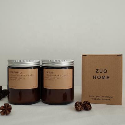 China Scented hot sale elegant tinted scented candles in a brown glass jar with lid for sale