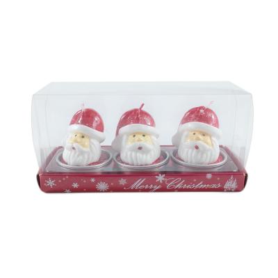 China Festival Custom Wax Small Santa Claus Christmas Candles Hand Made Set for sale