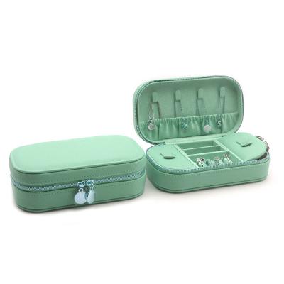 China Newest Small MOQ Portable Leather Jewelry Box Ring Earrings Jewelry Carrying Case Box Jewelry Organizer for sale