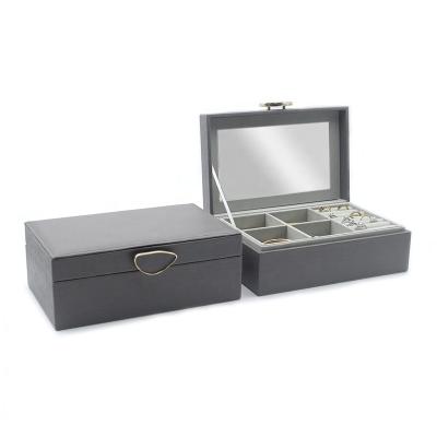 China Newest Hot Sale Women Girls Rings Earrings Organizer Case Jewelry Storage Case Leather Jewelry Boxes with Mirror for sale