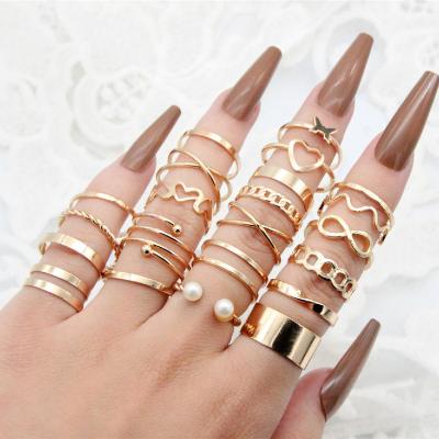 China TRENDY Women Rings Set Ring Set Jewelry Plated Opp Bag Mixed Gold Antique Silver For Wedding Engagement Alloy Zircon Gua 10pcs for sale