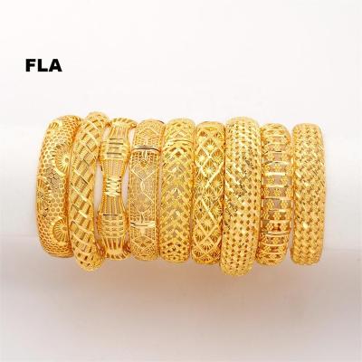 China FASHION Plated Wedding Bangles For Women Bride Can Open Indian/Ethiopian/Bride/Brass Jewelry African Wedding Jewelry Gold Gua for sale