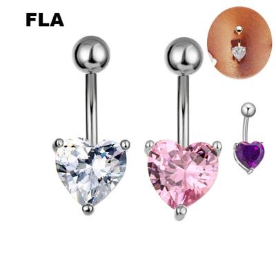 China Stainless Steel TRENDY Hot Sale Fashion Belly Jewelry Zircon Belly Stud Heart Zircon Belly Button Piercing Rings for sale