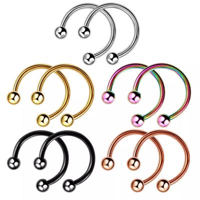 China HOT Fashion Multi Color Nose Ring Nose Septum Rings Circular Ear Cartilage Tragus Body Piercing Jewelry Horseshoe Piercing Jewelry for sale