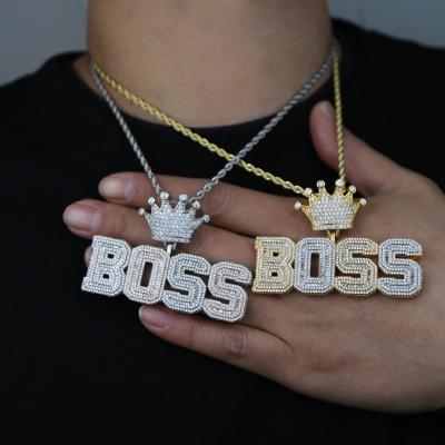 China Hiphop Plated Full Iced Out Brass Zircon Custom Letter Jewelry Cross Chain Pendant Gold Men Pendant Necklace Causal Bling Hiphop Pattern for sale