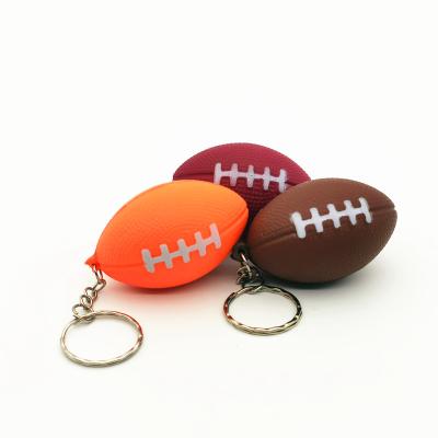 China Mini Toy Factory Fashion PU Cheap Effort New Elastic Rugby Key Chain Football Key Chain Key Chain for sale