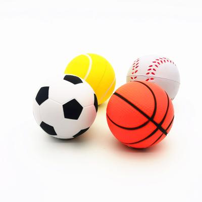 China Factory Customized Round Logo PU Foam Toy PU Foam Plastic Basketball Football Anti Pressure Ball for sale