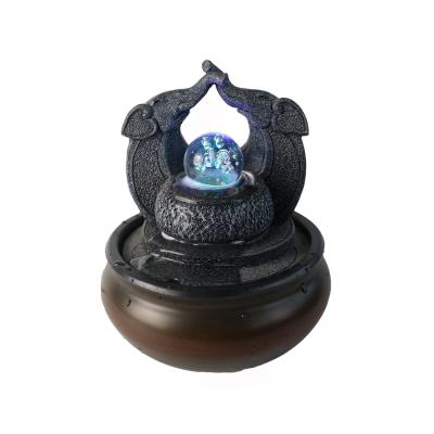 China Moroccan Polyresin Abstract Indoor Elephant Mini Tabletop Water Fountain With Colorful Lighting Ball for sale