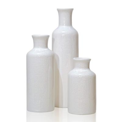 China Rustic Vase Home Farmhouse Accent Decor Rustic Color Distressed White Ceramic Vases In Multiple Sizes for sale