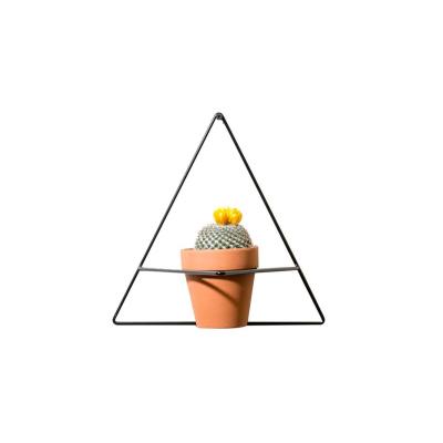 China Small Modern Indoor Outdoor Wall Mounted Ceramic Terracotta Plant Pots Wall Mounted Ceramic Planter With Metal Iron Frame for sale