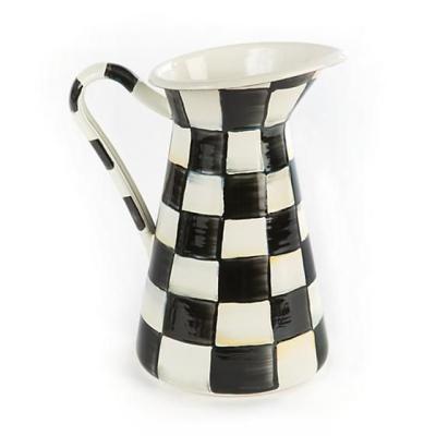 China Black And White Ceramic Courtly Vase Courtly Chess Check Design Jug Pitcher Small For Home Decor Gifts for sale