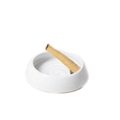 China Contemporary Goods Ceramic White Glazed Incense Holder Dish Palo Santo Burner For Palo Santo Incense Sticks for sale