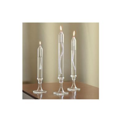 China Simple Design Minimalist Tabletop Candle Torches Set Glass Candlesticks With Kerosene Lamp Wick for sale