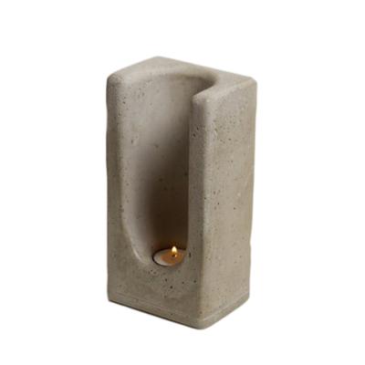 China Home Decoration Tealight Totem Cement Natural Concrete Single Candle Holder For Office Home Decor Gift for sale