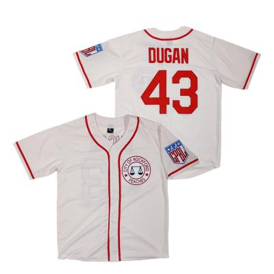 China Custom Antibacterial Baseball Tank Top Blank T-shirt For Women City Rockford Peaches Baseball Uniform #43 Jimmy Dugan Movie Baseball Jerseys for sale