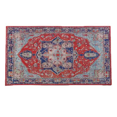 China Latest Designs Rectangular Rug Wholesale Washable Red Flowers Rectangular Rug for sale