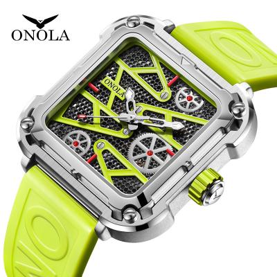 China ONOLA 3831 Men's Full Automatic Luxury Silicone Band Waterproof Fashion Cavity Watches Wristwatch Clock for sale