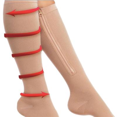 China Breathable Women Men Burn Fat Sleeping Beauty Leg Socks Zipper Compression Socks for sale