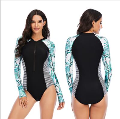 China Women Breathable Wholesale One Piece Swimwear Printed Surf Suit Long Sleeve Bikini Brazilian Swimwear for sale