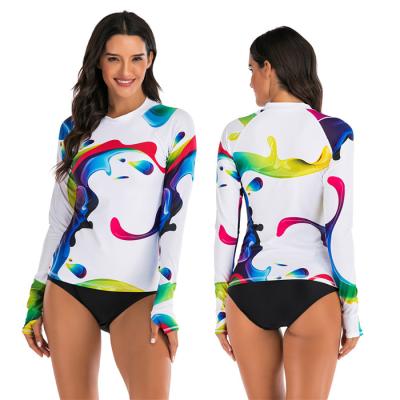 China Logo Women Female Ladies Beach Customized Breathable Skin Rash Guards Custom Long Sleeves Protective Swimwear for sale