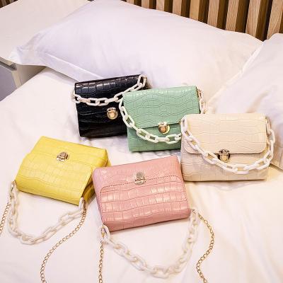 China Small Fashion Cute Sweet Bags Purse Mini Fashion Ladies Handbag Stone Pattern Shoulder Bag With Chain for sale