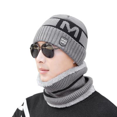 China Winter Plush Cap Korean Warm Winter Wool Letter People's Bib Cap Parent Child Knitted Cold Hat for sale