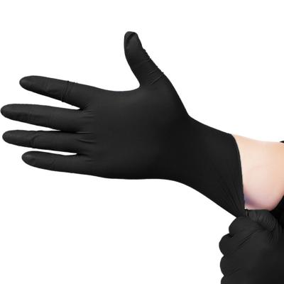 China 100pcs/bag OME Food Grade Cheap Wholesale Anti-Slip Black Nitrile Gloves Powder Free Nitrile Gloves for sale