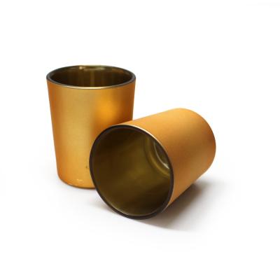 China FJ-T066 Scented Luxury Soy Wax Scented Matte Gold Glass Votive Candle Holders for sale