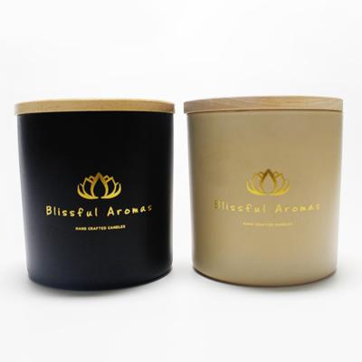 China Home Decoration Luxury Matte Black And White Glass Candle Jar With Custom Logo for sale