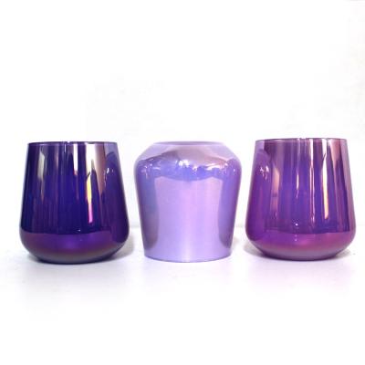 China New Small Home Decoration 4oz Clear Empty Pealized Glass Candle Jar Holders Plating Colored Decorative Ball For Candle Making for sale