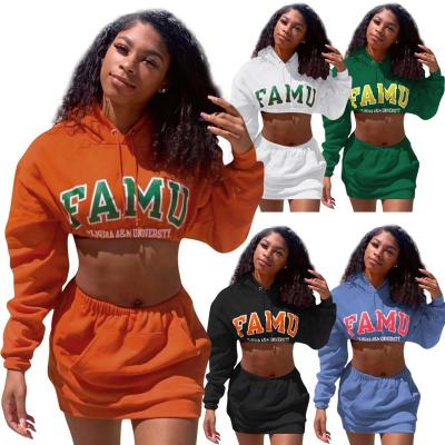 China Designer Clothes Famous Brands Breathable Women Gym Fitness Sets Letter Print Long Sleeve Crop Top Hoodie And Trim Two Piece Set For Lady for sale