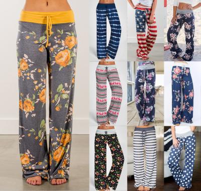 China Pants 2021women's Breathable Spring Multi Color Spring Pants Straight And Elastic Waist Floral Print Pants Trousers For Ladies for sale