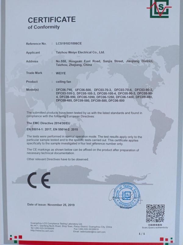 CE - Taizhou Weiye Electrical Co., Ltd.