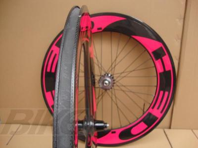 China New700c China cheap 70mm front tri-spokes&88rear carbon clincher wheelsets for track bike for sale