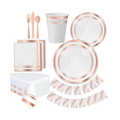 China Rose Gold Paper Dinnerware Set Disposable Paper Napkin Birthday Wedding Party Different Designs New Design Supplies Dinnerware Sets for sale