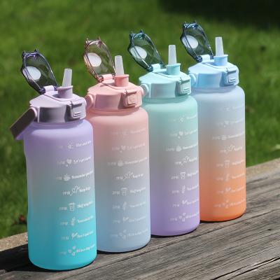 China 2024Hot Stocked Wholesale Water Bottle 2L 64oz Water Bottle Cute Plastic Water Bottles With Custom Logo Logo Printed for sale