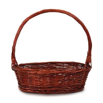 China Feature Lacquered Willow Oval Woven Wicker Gift Fruit Storage Baskets With Handle for sale