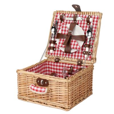 China Viable factory direct wholesale woven picnic basket wicker picnic basket with leather handle picnic basket for sale